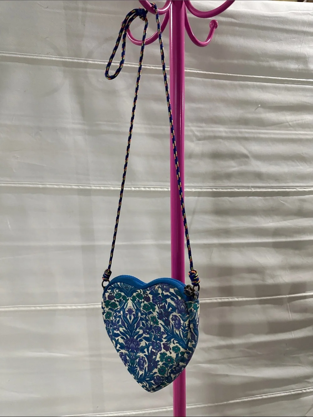 Crewcuts Blue Floral Heart Crossbody Bag with Braided Strap